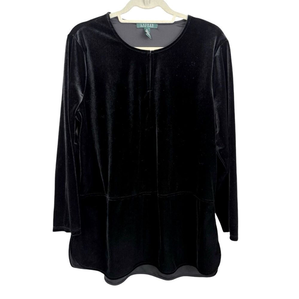 Ralph Lauren Women’s Black Velvet Long Sleeve Top